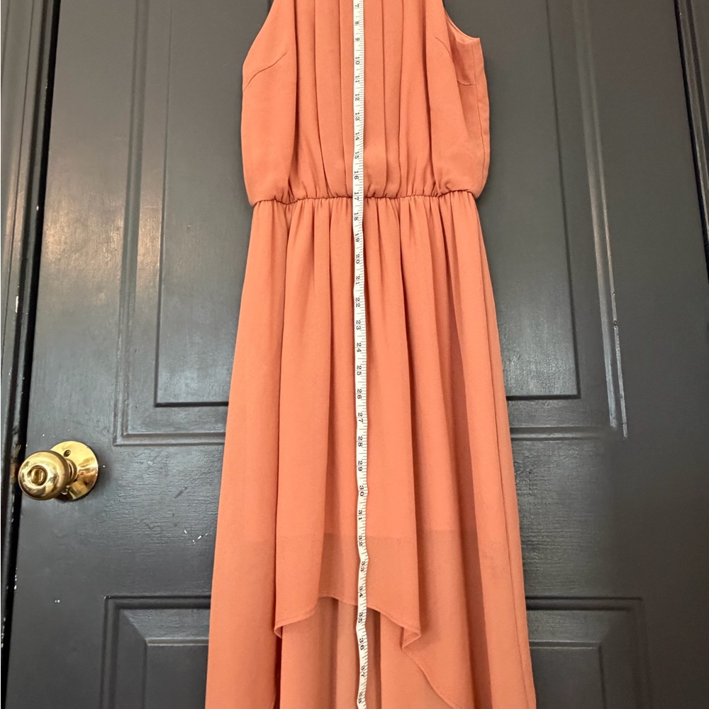 Doe & Rae Salmon High-Low Halter Dress - Picture 5 of 11